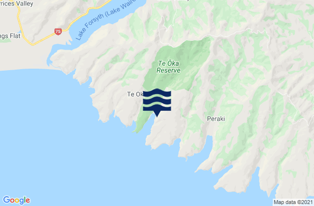 Carte des horaires des marées pour Te Oka, New Zealand