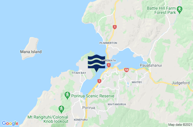 Carte des horaires des marées pour Te Onepoto Bay, New Zealand