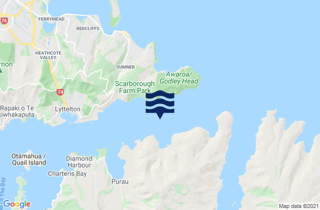 Carte des horaires des marées pour Te Pohue/Camp Bay, New Zealand