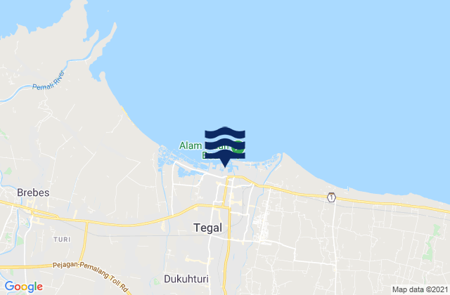 Carte des horaires des marées pour Tegal, Indonesia