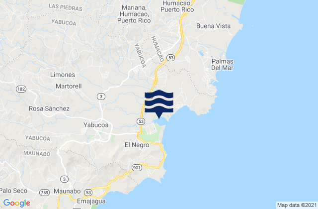 Carte des horaires des marées pour Tejas Barrio, Puerto Rico