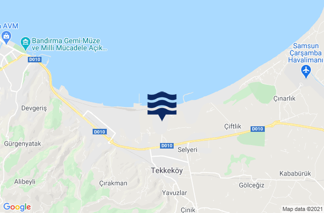 Carte des horaires des marées pour Tekkeköy, Turkey