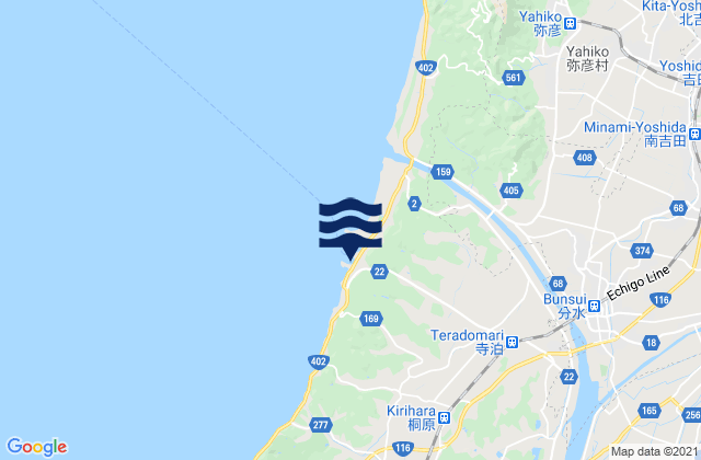Carte des horaires des marées pour Teradomari, Japan