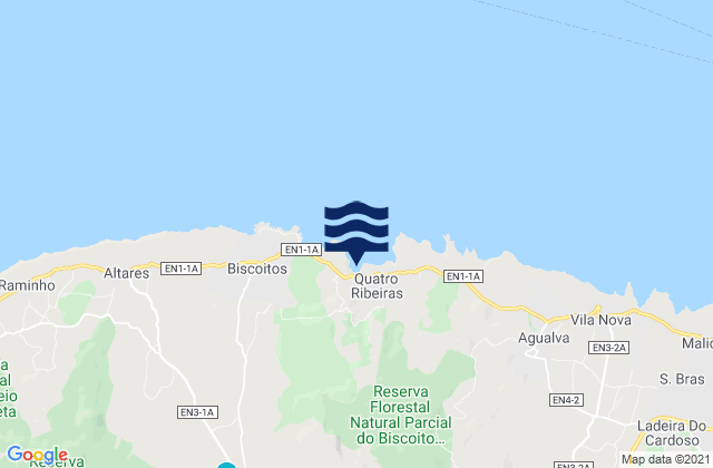 Carte des horaires des marées pour Terceira - Baia Das Quatro Ribeiras, Portugal