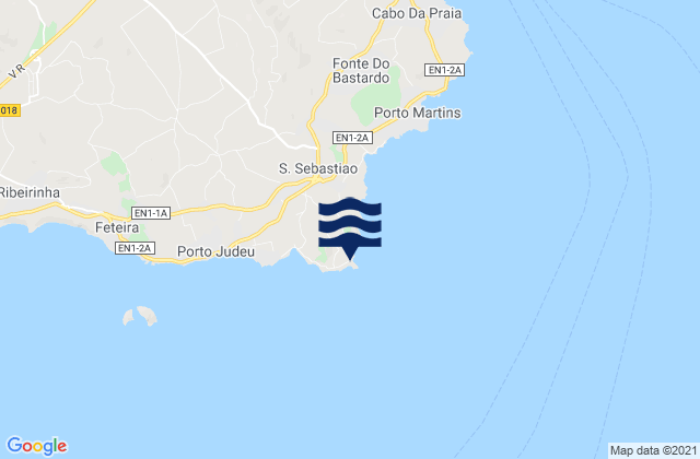 Carte des horaires des marées pour Terceira - Contendas, Portugal