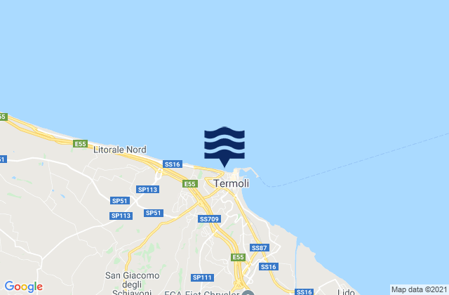 Carte des horaires des marées pour Termoli, Italy