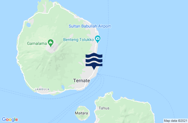 Carte des horaires des marées pour Ternate Halmahera Island, Indonesia
