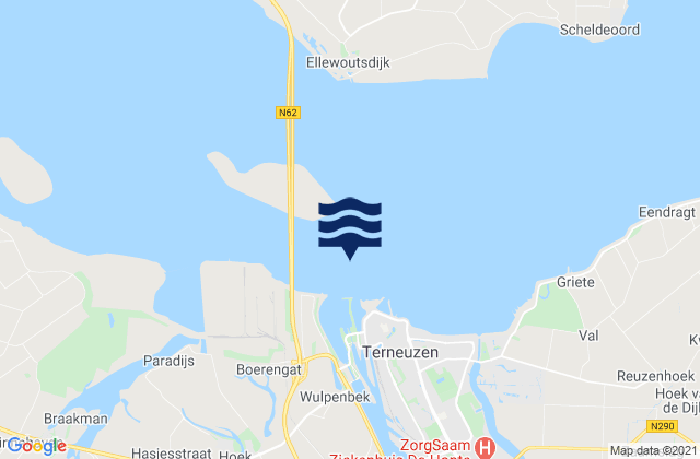 Carte des horaires des marées pour Terneuzen, Netherlands
