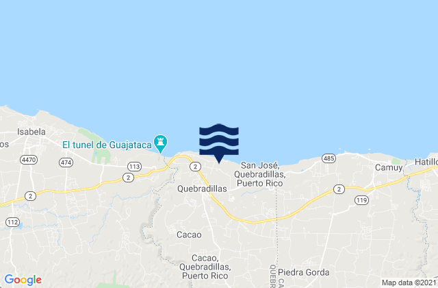 Carte des horaires des marées pour Terranova Barrio, Puerto Rico
