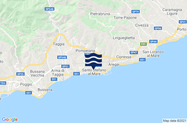 Carte des horaires des marées pour Terzorio, Italy