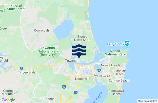Carte des horaires des marées pour Tewantin, Australia