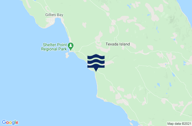 Carte des horaires des marées pour Texada Island, Canada