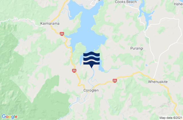 Carte des horaires des marées pour Thames-Coromandel District, New Zealand