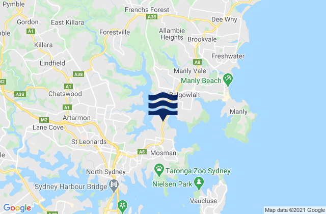 Carte des horaires des marées pour The Spit, Australia