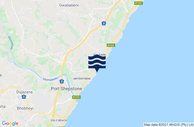 Carte des horaires des marées pour The Spot, South Africa
