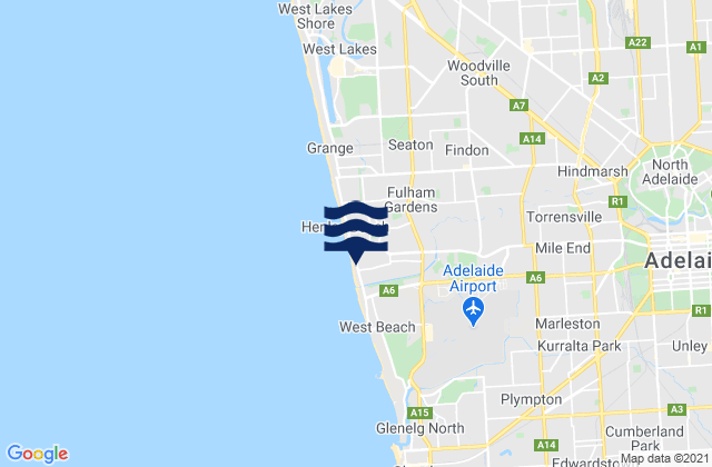 Carte des horaires des marées pour Thebarton, Australia