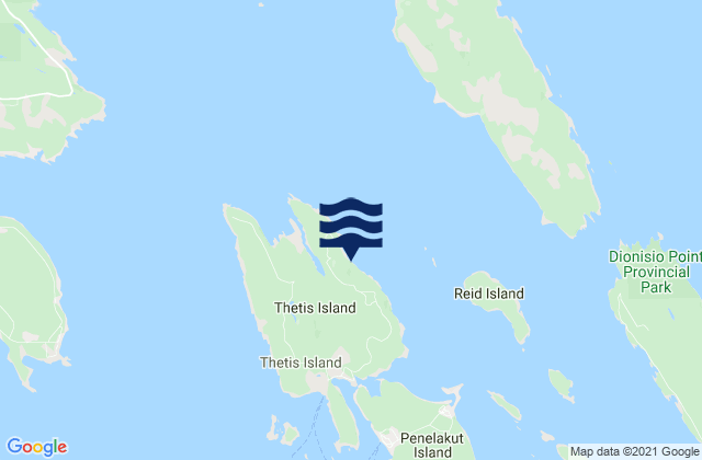 Carte des horaires des marées pour Thetis Island, Canada