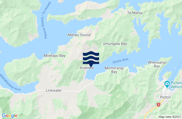 Carte des horaires des marées pour Thompson Bay, New Zealand