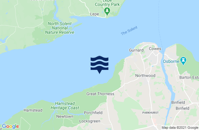 Carte des horaires des marées pour Thorness Bay, United Kingdom