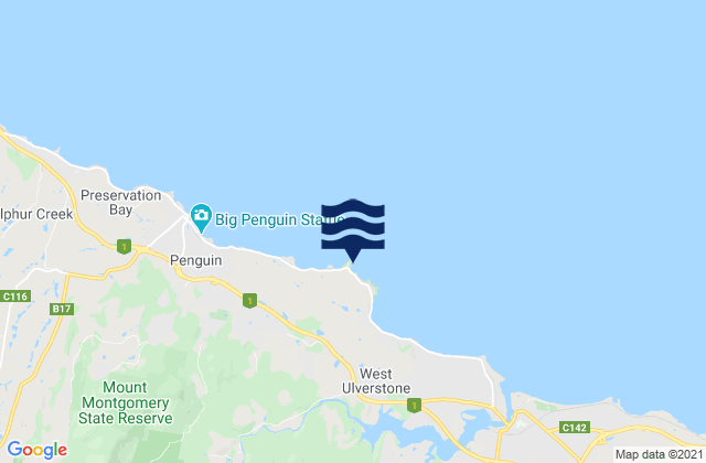 Carte des horaires des marées pour Three Sisters, Australia