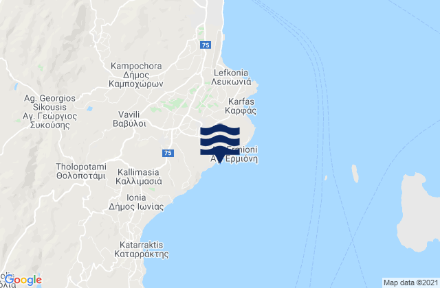 Carte des horaires des marées pour Thymianá, Greece