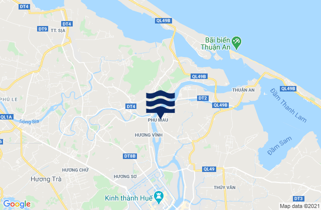 Carte des horaires des marées pour Thành Phố Huế, Vietnam