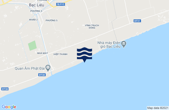 Carte des horaires des marées pour Thành phố Bạc Liêu, Vietnam