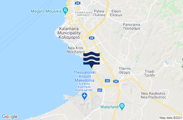 Carte des horaires des marées pour Thérmi, Greece