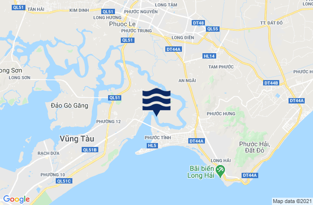 Carte des horaires des marées pour Thị Trấn Long Điền, Vietnam