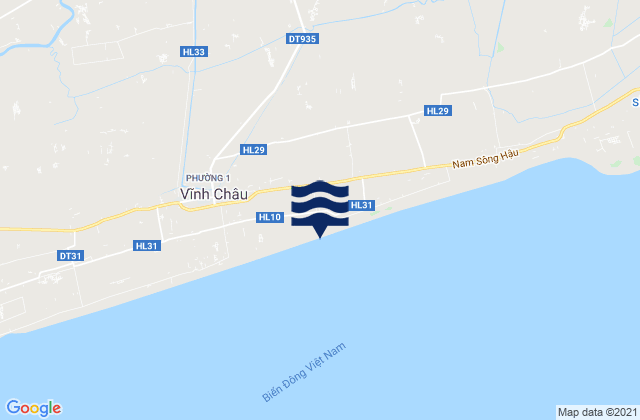 Carte des horaires des marées pour Thị Xã Vĩnh Châu, Vietnam