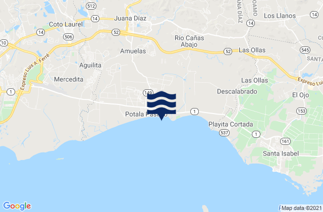Carte des horaires des marées pour Tijeras Barrio, Puerto Rico