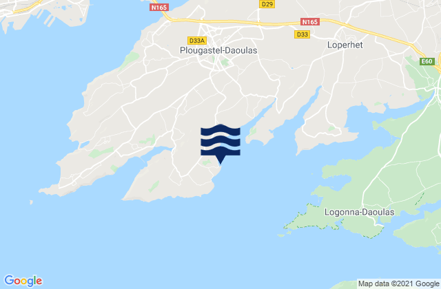 Carte des horaires des marées pour Tinduff, France