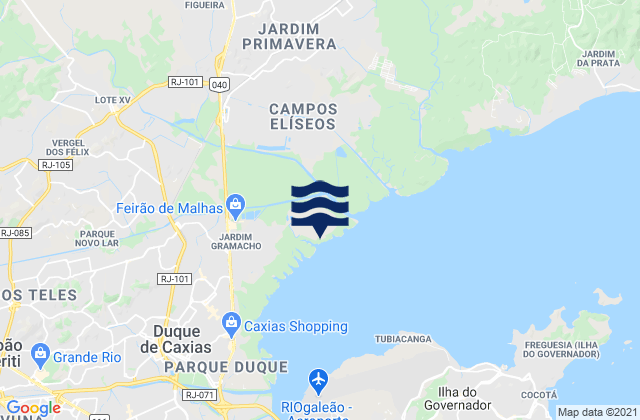 Carte des horaires des marées pour Tingua, Brazil
