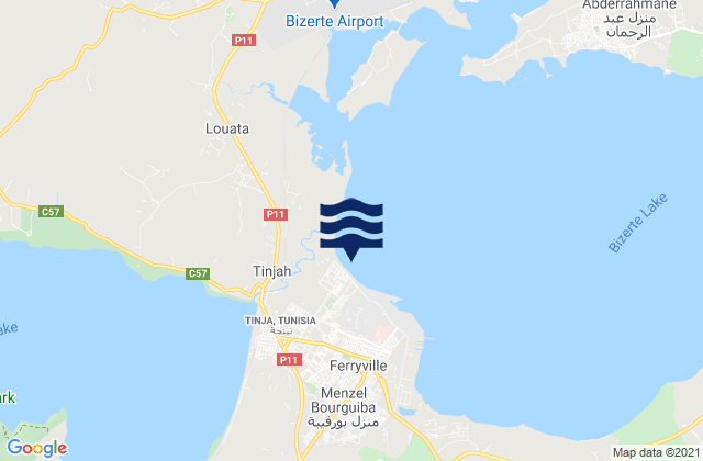 Carte des horaires des marées pour Tinja, Tunisia