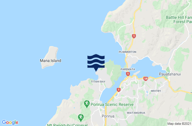 Carte des horaires des marées pour Titahi Bay, New Zealand