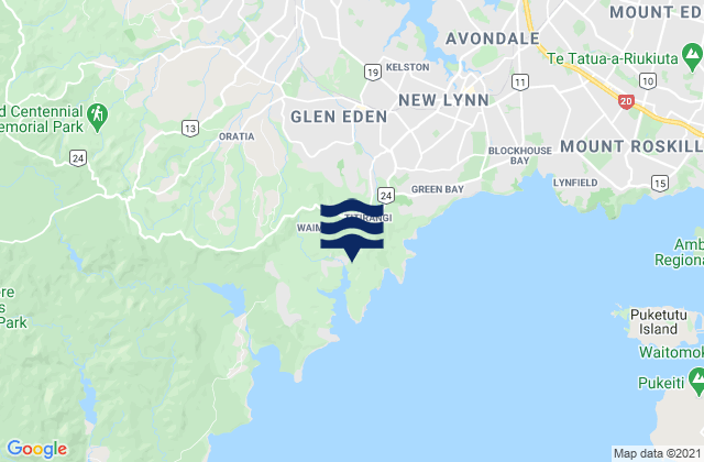 Carte des horaires des marées pour Titirangi Beach, New Zealand