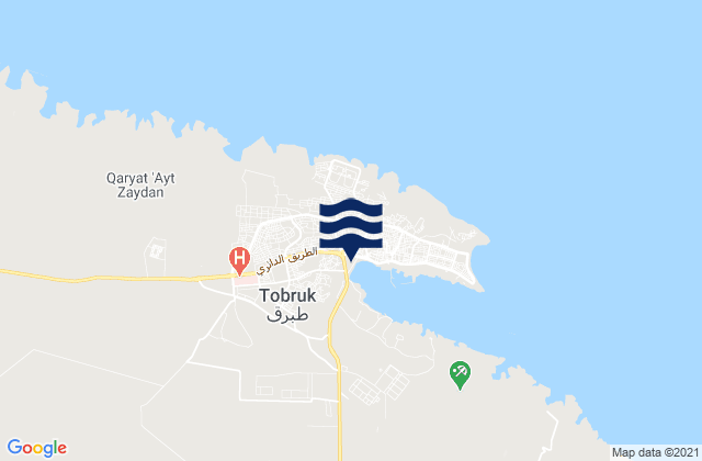 Carte des horaires des marées pour Tobruk, Libya