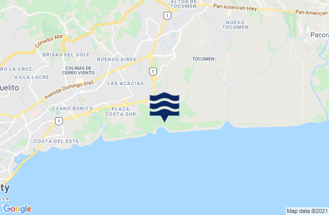 Carte des horaires des marées pour Tocumen, Panama