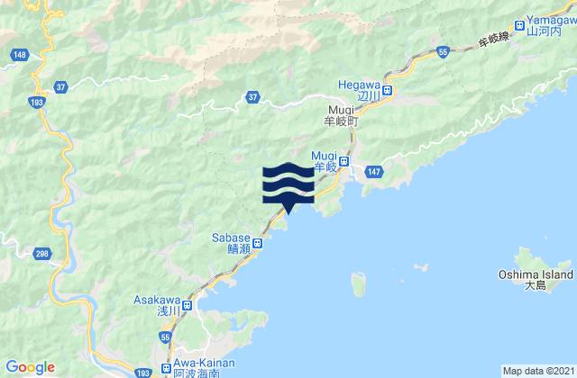 Carte des horaires des marées pour Tokushima-ken, Japan