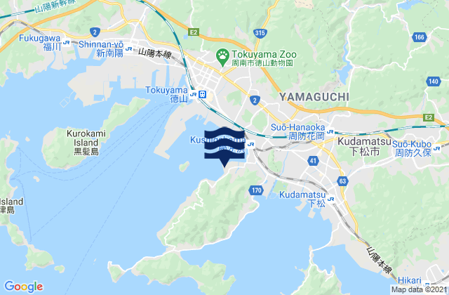 Carte des horaires des marées pour Tokuyama Wan, Japan