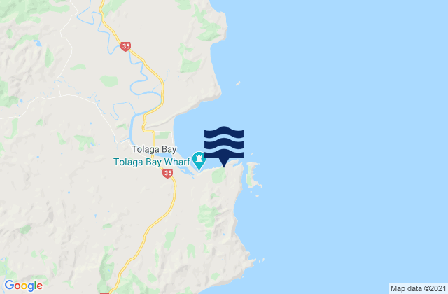 Carte des horaires des marées pour Tolaga Bay - Cooks Cove, New Zealand