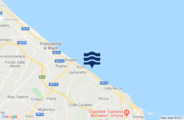 Carte des horaires des marées pour Tollo, Italy