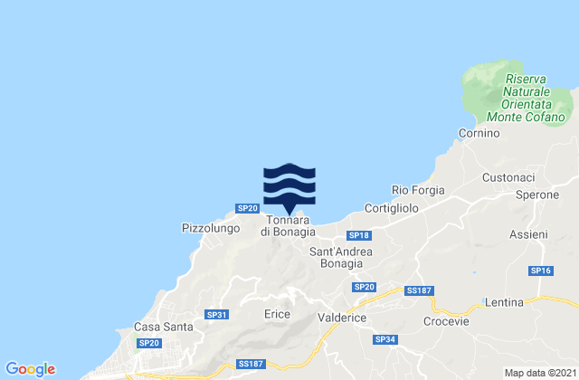 Carte des horaires des marées pour Tonnara di Bonagia, Italy