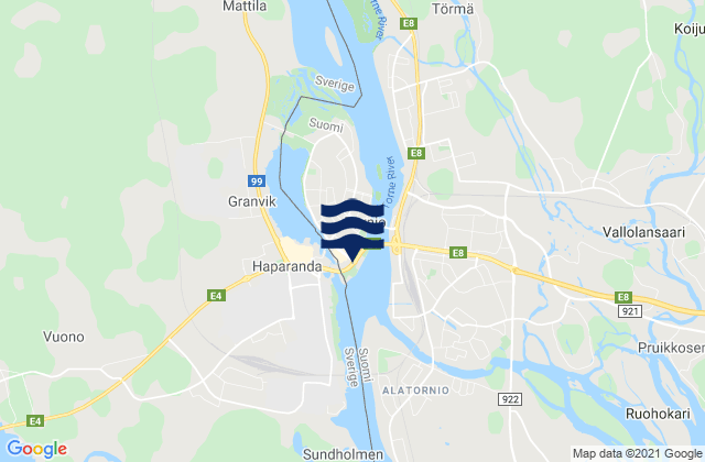 Carte des horaires des marées pour Tornio, Finland
