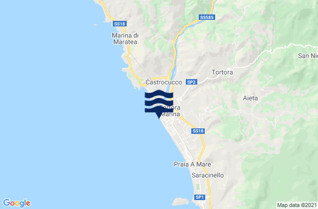 Carte des horaires des marées pour Tortora Marina, Italy