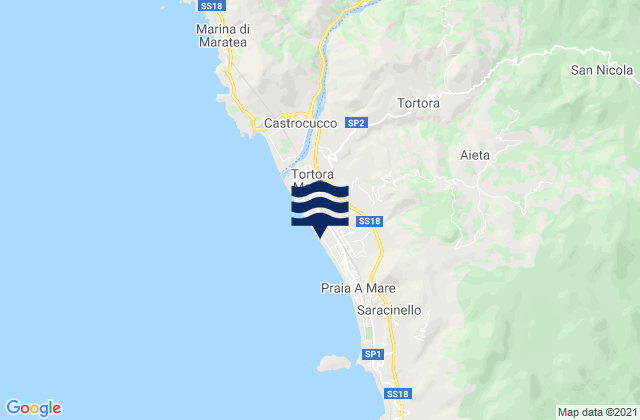 Carte des horaires des marées pour Tortora, Italy