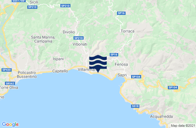 Carte des horaires des marées pour Tortorella, Italy