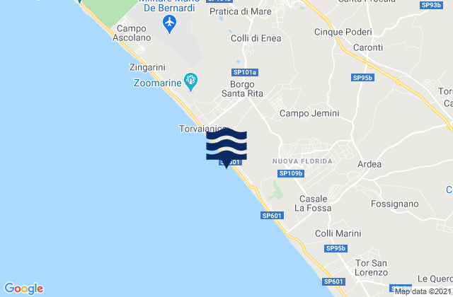 Carte des horaires des marées pour Torvaianica Alta, Italy