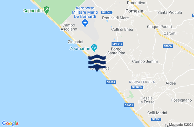 Carte des horaires des marées pour Torvaianica, Italy