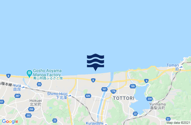 Carte des horaires des marées pour Tottori, Japan